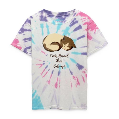 I Was Normal Three Cats Ago Funny Cat T-Shirt - Kid's Tie Dye T-Shirt