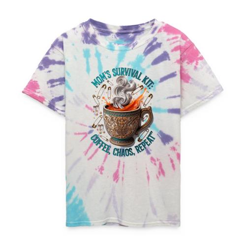 Mom's Survival Kit Tee | Coffee Chaos - Kid's Tie Dye T-Shirt