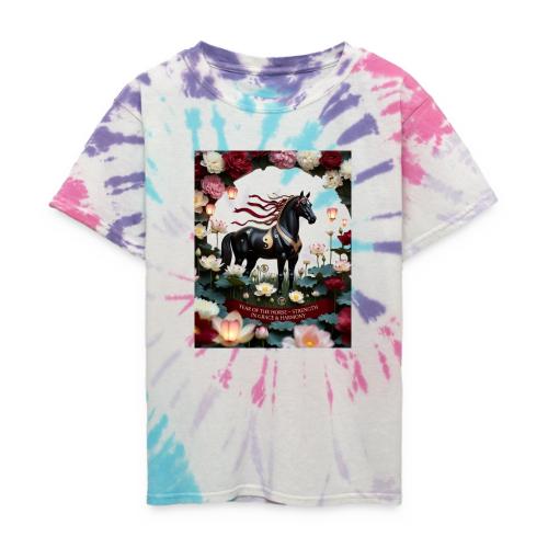 Year of the Horse Harmony T Shirt, Lunar New Year - Kid's Tie Dye T-Shirt