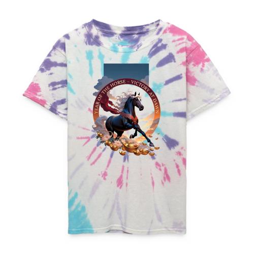 Year of the Horse Dawn T Shirt,Lunar New Year Gift - Kid's Tie Dye T-Shirt