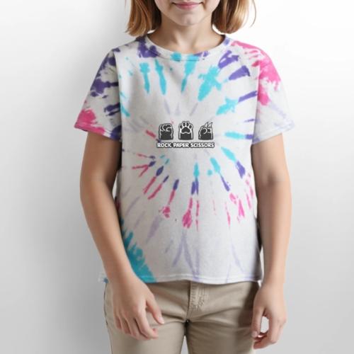 Playful Dog Paw Rock Paper Scissors - Kid's Tie Dye T-Shirt