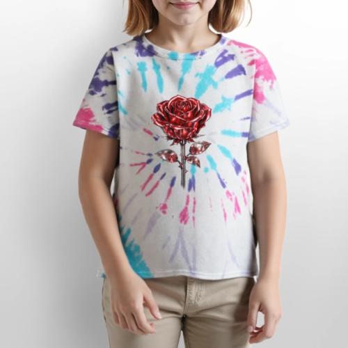 2 Set - Silver and Gold Roses - Kid's Tie Dye T-Shirt