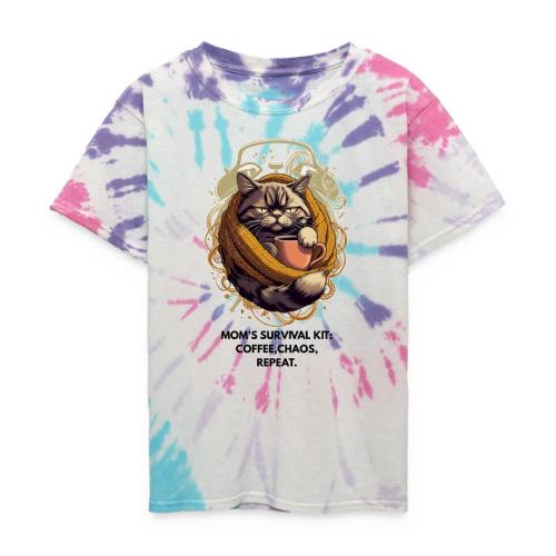 Powered by Sarcasm Cat Tee - Kid's Tie Dye T-Shirt