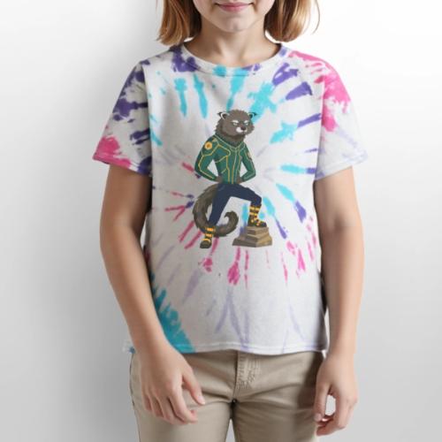 Raccoon Ranger in Neon Armor - Kid's Tie Dye T-Shirt