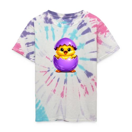 Easter Chick Purple - Kid's Tie Dye T-Shirt