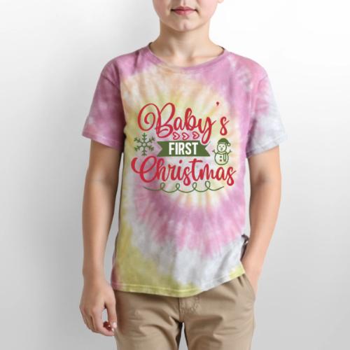 Baby s First Christmas - Kid's Tie Dye T-Shirt