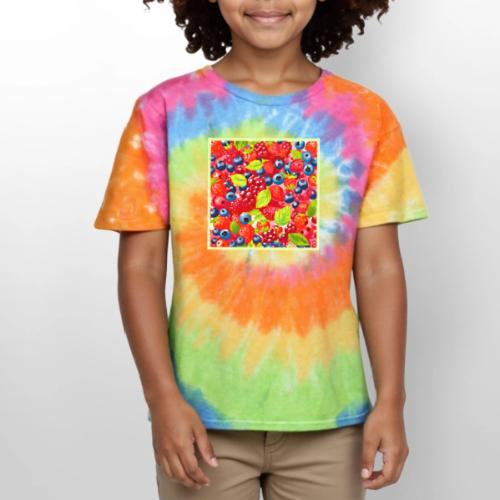 Colorful Berry Pattern - Kid's Tie Dye T-Shirt