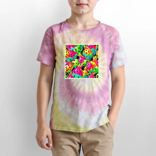 Dragon Fruit Vivid Pattern - Kid's Tie Dye T-Shirt