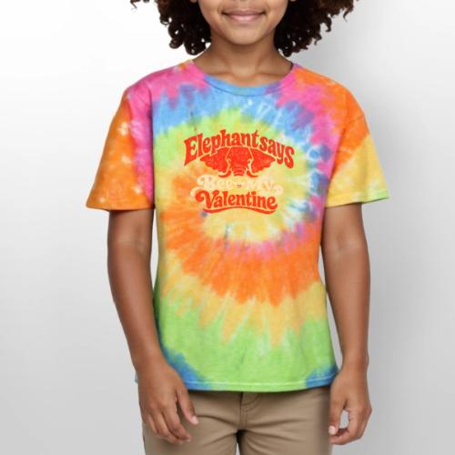 Retro Elephant Bee My Valentine Cute Couple - Kid's Tie Dye T-Shirt