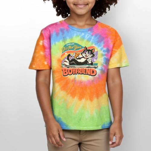 Sassy Cat Pride Pizza Retro Comic - Kid's Tie Dye T-Shirt