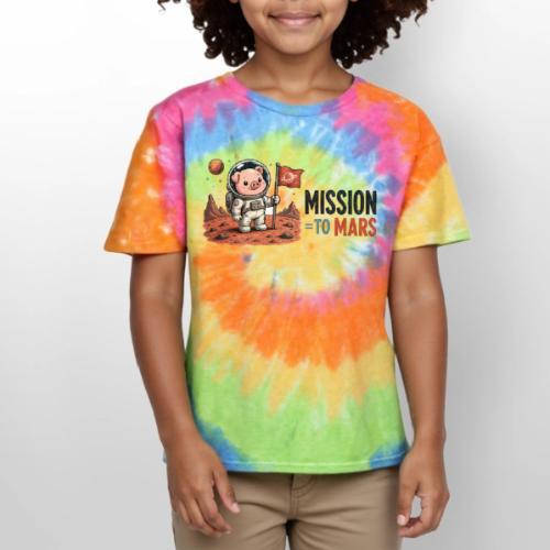 Mission To Mars Space Pig - Kid's Tie Dye T-Shirt