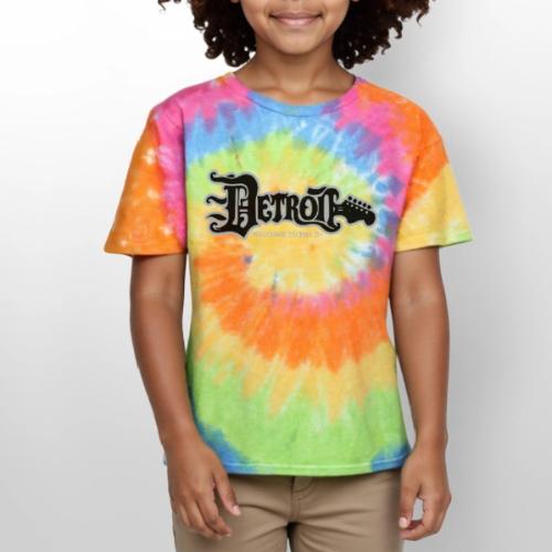 DETROIT GUITAR WTTD BLK SLR REG FONT - Kid's Tie Dye T-Shirt