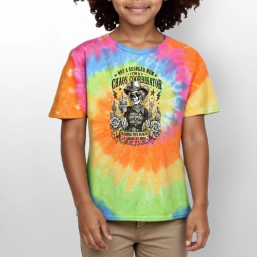 Chaos Coordinator Mom Skeleton Cowgirl - Kid's Tie Dye T-Shirt