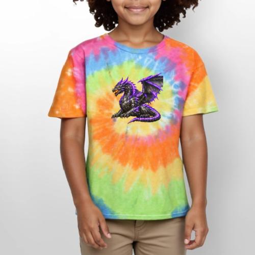 Neon Dragon at Rest - Kid's Tie Dye T-Shirt