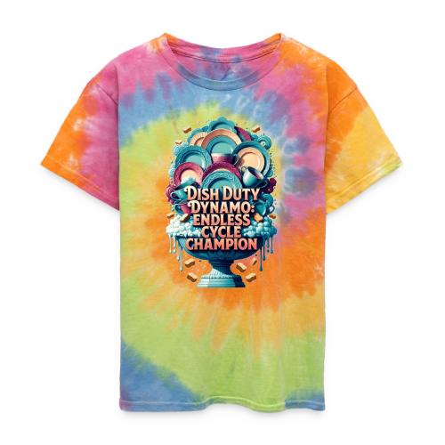 Dish Duty Dynamo T Shirt, Endless Cycle Champion - Kid's Tie Dye T-Shirt