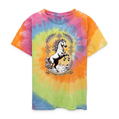 Year of the Horse Rearing T Shirt, Lunar New Year - Kid's Tie Dye T-Shirt