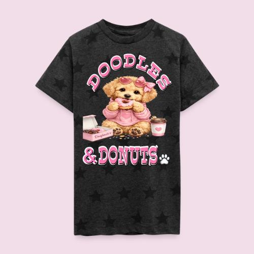 Doodles & Doughnut Cozy Dog Mom Design - Kid's 5 Star Print T-Shirt