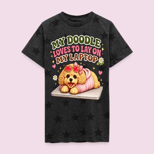 My Laptop Belongs to My Doodle - Kid's 5 Star Print T-Shirt