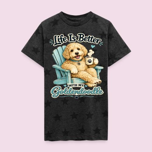 Life Is Better With My Goldendoodle - Kid's 5 Star Print T-Shirt