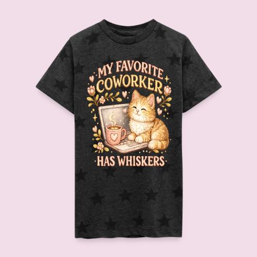 My Favorite Coworker Has Whiskers Faux Stitched - Kid's 5 Star Print T-Shirt
