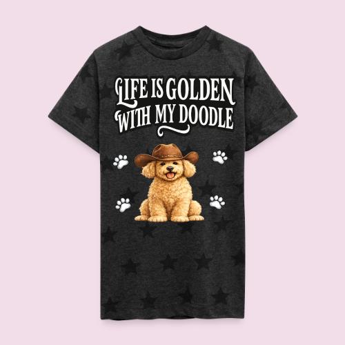 Life Is Golden With My Doodle Cowboy Goldendoodle - Kid's 5 Star Print T-Shirt