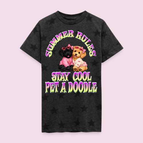 Summer Rules Stay Cool Pet A Doodle Cute Doodle - Kid's 5 Star Print T-Shirt