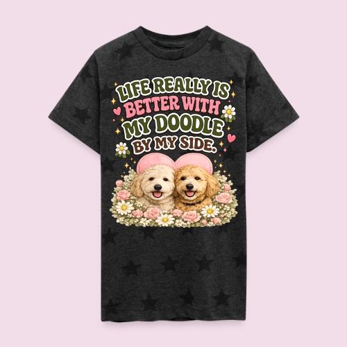Life Really Is Better With My Doodle By My Side - Kid's 5 Star Print T-Shirt