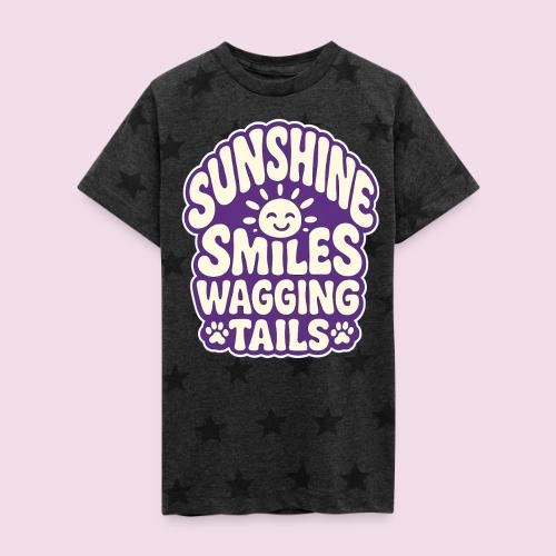 Sunshine Smiles Wagging Tails - Kid's 5 Star Print T-Shirt