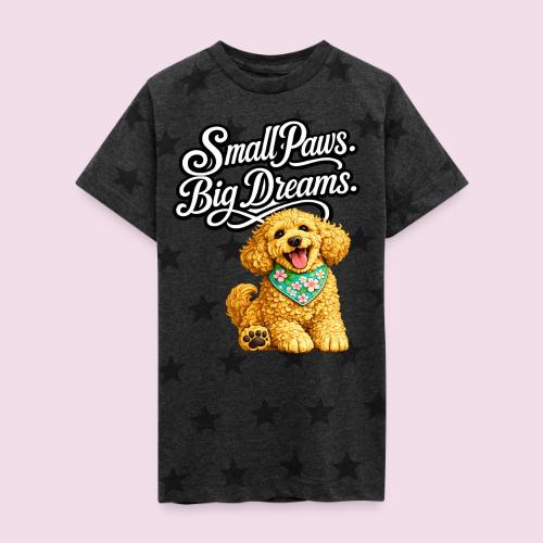 Small Paws Big Dreams Goldendoodle Puppy - Kid's 5 Star Print T-Shirt