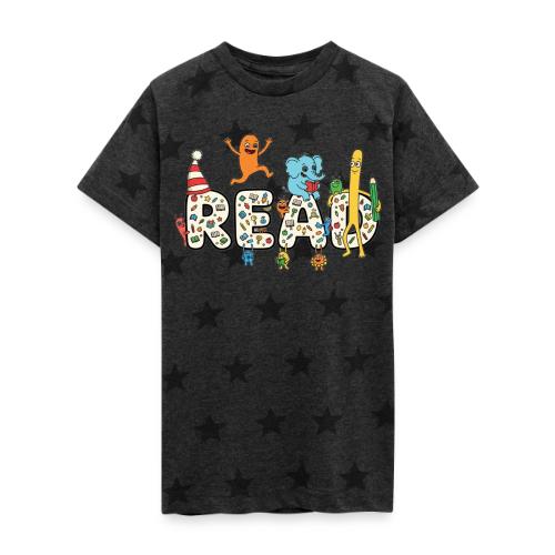 Whimsical READ Kids Cartoon - Kid's 5 Star Print T-Shirt