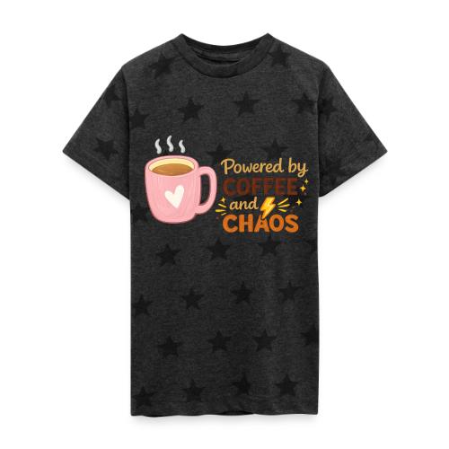 Powered by Coffee and Chaos - Kid's 5 Star Print T-Shirt