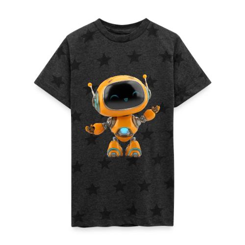 Playful Orange 3D Cartoon Robot for Kids - Kid's 5 Star Print T-Shirt