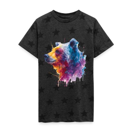Watercolor Bear Portrait - Kid's 5 Star Print T-Shirt