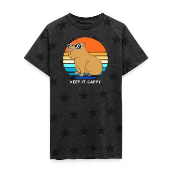Capybara Sunglasses Rodent Animal - Kid's 5 Star Print T-Shirt - charcoal star  - Front