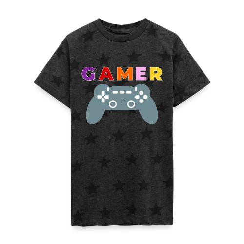 Colorful Gamer Controller Graphic - Kid's 5 Star Print T-Shirt