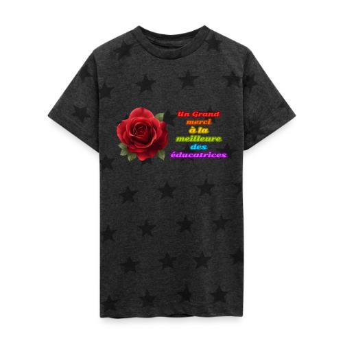 Thank You Educator: Pink and Rainbow Message - Kid's 5 Star Print T-Shirt