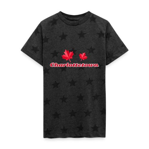 Charlottetown with two red maple leaves - Kid's 5 Star Print T-Shirt