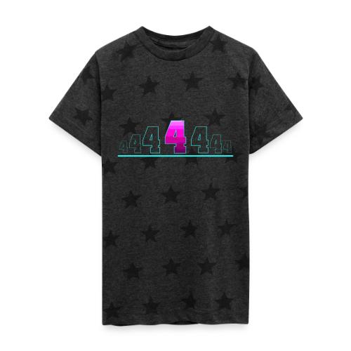 Number 4 in Magenta: Varsity Font - Kid's 5 Star Print T-Shirt