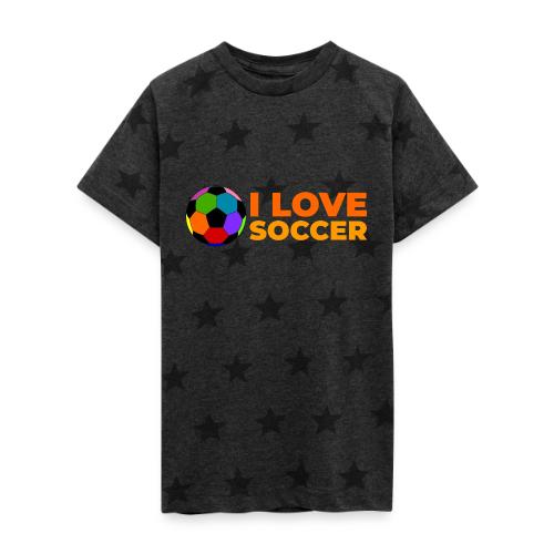 I Love Soccer - Kid's 5 Star Print T-Shirt