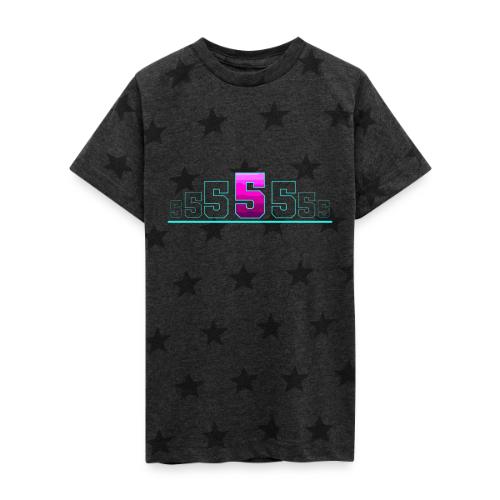 Number 5 in Magenta: Varsity Font - Kid's 5 Star Print T-Shirt