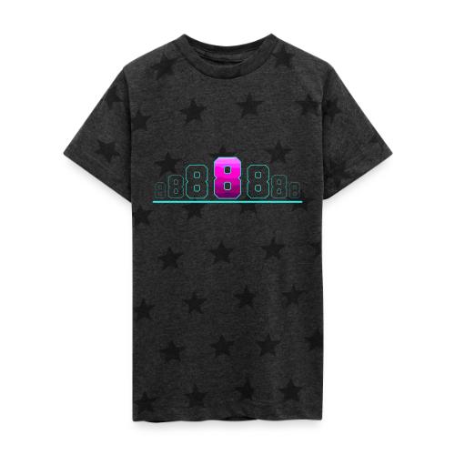 Number 8 in Magenta: Varsity Font - Kid's 5 Star Print T-Shirt
