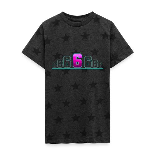Number 6 in Magenta: Varsity Font - Kid's 5 Star Print T-Shirt