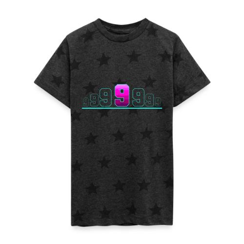 Number 9 in Magenta: Varsity Font - Kid's 5 Star Print T-Shirt
