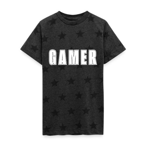 Gamer Collegiate White Text Design - Kid's 5 Star Print T-Shirt