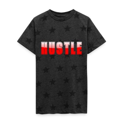 HUSTLE Bold Red Motivational Typography Design - Kid's 5 Star Print T-Shirt