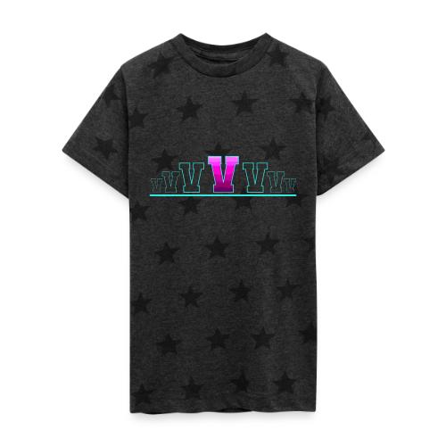 Letter V – Capital Varsity Alphabet Monogram - Kid's 5 Star Print T-Shirt