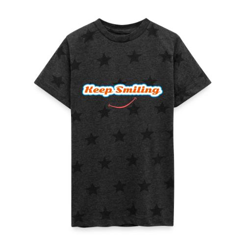 Keep Smiling Positive Vibes Graphic - Kid's 5 Star Print T-Shirt