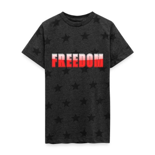 Freedom Typography Design - Kid's 5 Star Print T-Shirt