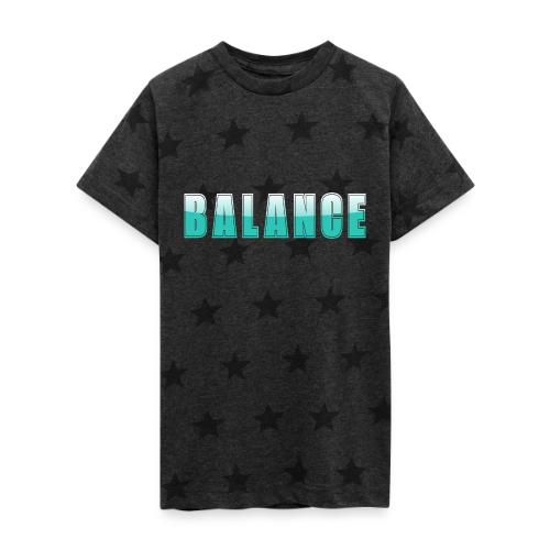 BALANCE Calm Teal Minimal Word Art Design - Kid's 5 Star Print T-Shirt