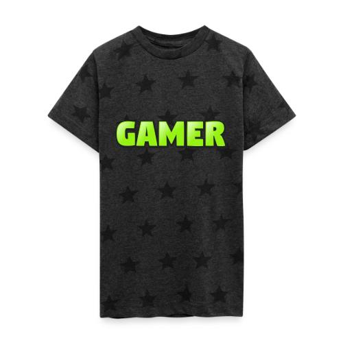 Gamer Neon Green Gaming Logo Design - Kid's 5 Star Print T-Shirt